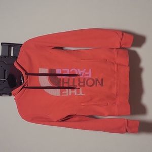 The Noth face hoodie size S orange with burgundy.